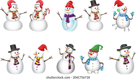 snowman Christmas vector set illustration