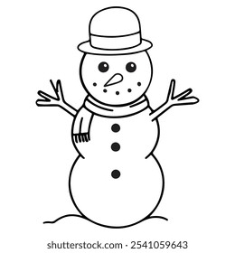 Snowman christmas winter clip art design on plain white transparent isolated background for card, shirt, hoodie, sweatshirt, apparel, card, tag, mug, icon, poster or badge