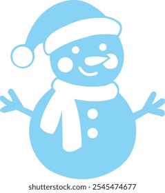 Snowman christmas winter clip art design on plain white transparent isolated background for card, shirt, hoodie, sweatshirt, apparel, card, tag, mug, icon, poster or badge