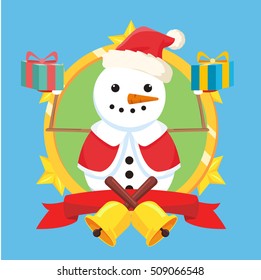 snowman in circle vector illustration design