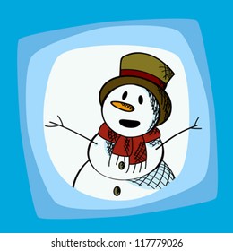 Snowman clip art illustration for winter holidays