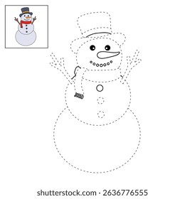 Snowman clipart, element, vector. Snowman Coloring Page. Trace and color Snowman. Fun Winter activity worksheets with snowman coloring pages printable for kids. 