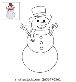 Snowman clipart, element, vector. Snowman Coloring Page. Trace and color Snowman. Fun Winter activity worksheets with snowman coloring pages printable for kids. 
