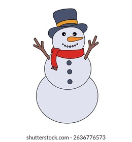 Snowman clipart, element, vector. Snowman Coloring Page. Trace and color Snowman. Fun Winter activity worksheets with snowman coloring pages printable for kids. 