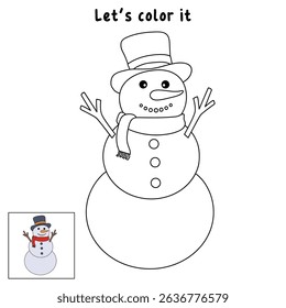 Snowman clipart, element, vector. Snowman Coloring Page. Trace and color Snowman. Fun Winter activity worksheets with snowman coloring pages printable for kids. 