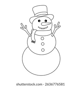 Snowman clipart, element, vector. Snowman Coloring Page. Trace and color Snowman. Fun Winter activity worksheets with snowman coloring pages printable for kids. 