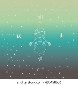 Snowman and Clock on the gradient