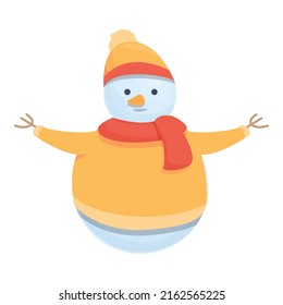 Snowman with clothes icon cartoon vector. Winter man. Scarf happy