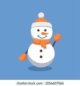 snowman cold say hello mascot vector christmas snow ice
