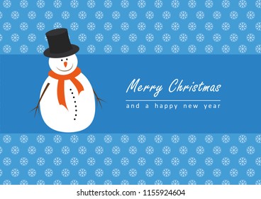 snowman in cold winter postcard vector illustration EPS10