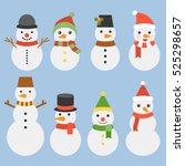 Snowman collection for christmas and winter, cute character flat design vector