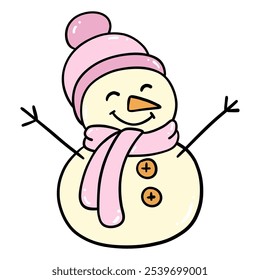 snowman color line icon with white background vector stock illustration
