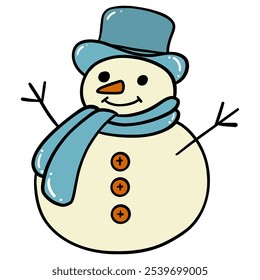 snowman color line icon with white background vector stock illustration
