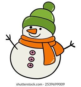 snowman color line icon with white background vector stock illustration
