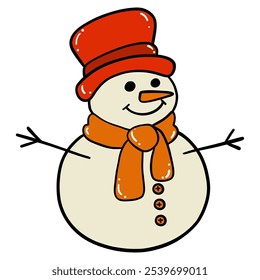 snowman color line icon with white background vector stock illustration
