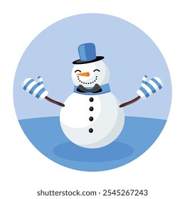 Snowman with Colorful Attributes Cute Simple Flat Vector