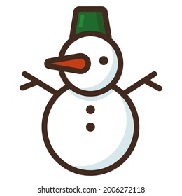 Snowman colorful icon. Flat vector illustration isolated on a white background.