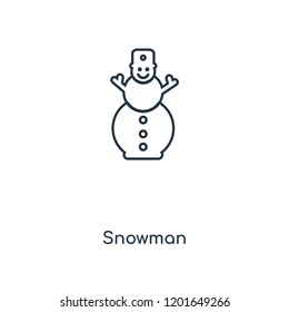 Snowman concept line icon. Linear Snowman concept outline symbol design. This simple element illustration can be used for web and mobile UI/UX.