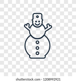 Snowman concept vector linear icon isolated on transparent background, Snowman concept transparency concept in outline style