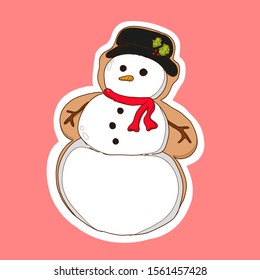 Snowman Cookie is hand drawn in vector.