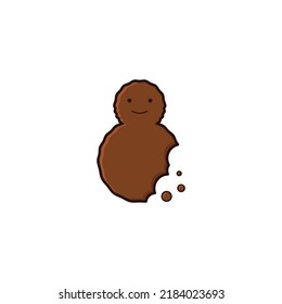 Snowman Cookie Illustration Logo On White Background.