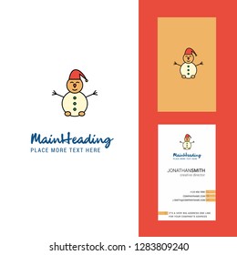 Snowman Creative Logo and business card. vertical Design Vector