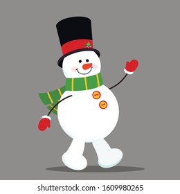Snowman, cute character in a winter fairy tale. Element for animation.
