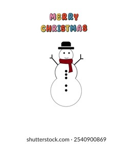 Muñeco de nieve Navidades lindas Ilustración vectorial de caracteres