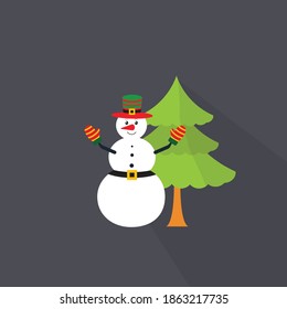 Snowman Cute Christmas Icon Vector