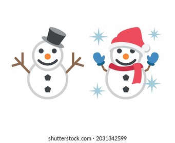 Schneemann süße, flache Vektorgrafik einzeln auf Weiß.