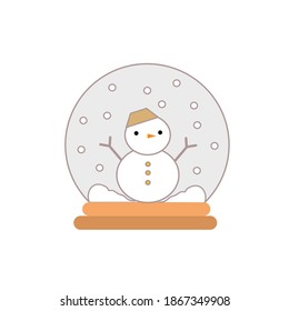 Snowman in cute snow dome vector  