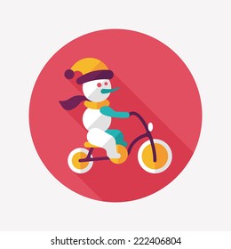 snowman cycling flat icon with long shadow,eps10