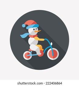 snowman cycling flat icon with long shadow,eps10
