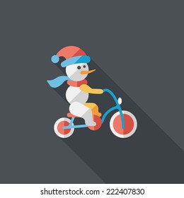 snowman cycling flat icon with long shadow,eps10