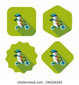 snowman cycling flat icon with long shadow,eps10