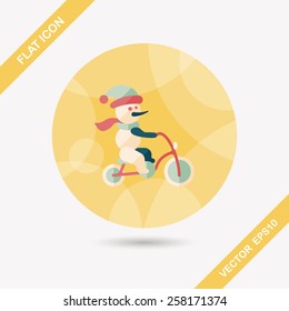 snowman cycling flat icon with long shadow,eps10