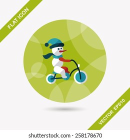 snowman cycling flat icon with long shadow,eps10