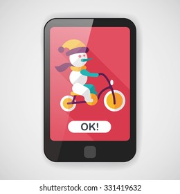 snowman cycling flat icon with long shadow,eps10