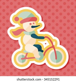 snowman cycling flat icon with long shadow,eps10