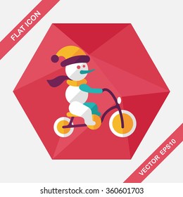 snowman cycling flat icon with long shadow,eps10