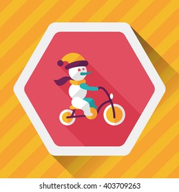 snowman cycling flat icon with long shadow,eps10