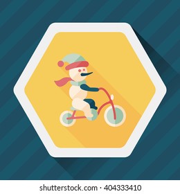 snowman cycling flat icon with long shadow,eps10