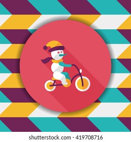 snowman cycling flat icon with long shadow,eps10