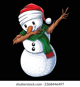 Snowman dabbing dance christmas vector illustration for your company or brand