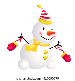 Snowman dance and play. 3d stile
