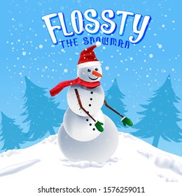 snowman dancing on snow vector illustration