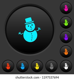 Snowman dark push buttons with vivid color icons on dark grey background