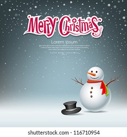 Snowman design on snowflake background. vector illustration