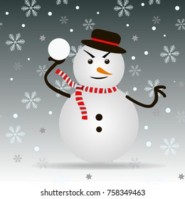 Snowman design on snowflake background. vector illustration
