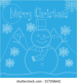snowman design over blue background vector illustration  